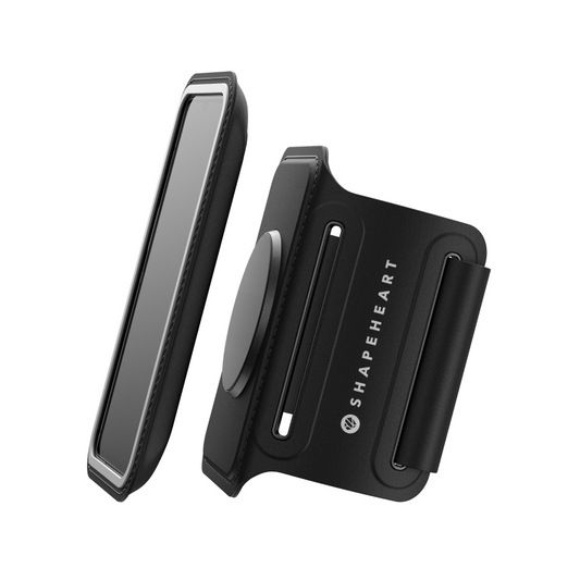 Brassard magnétique Shapeheart avec pochette amovible pour smartphone, idéal pour le sport.