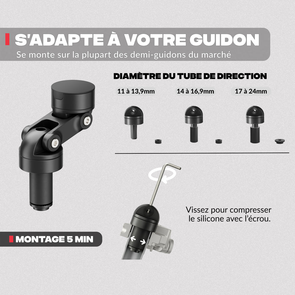 Adaptabilité sur différents supports – Support téléphone pour demi-guidon MINI BOOST Shapeheart