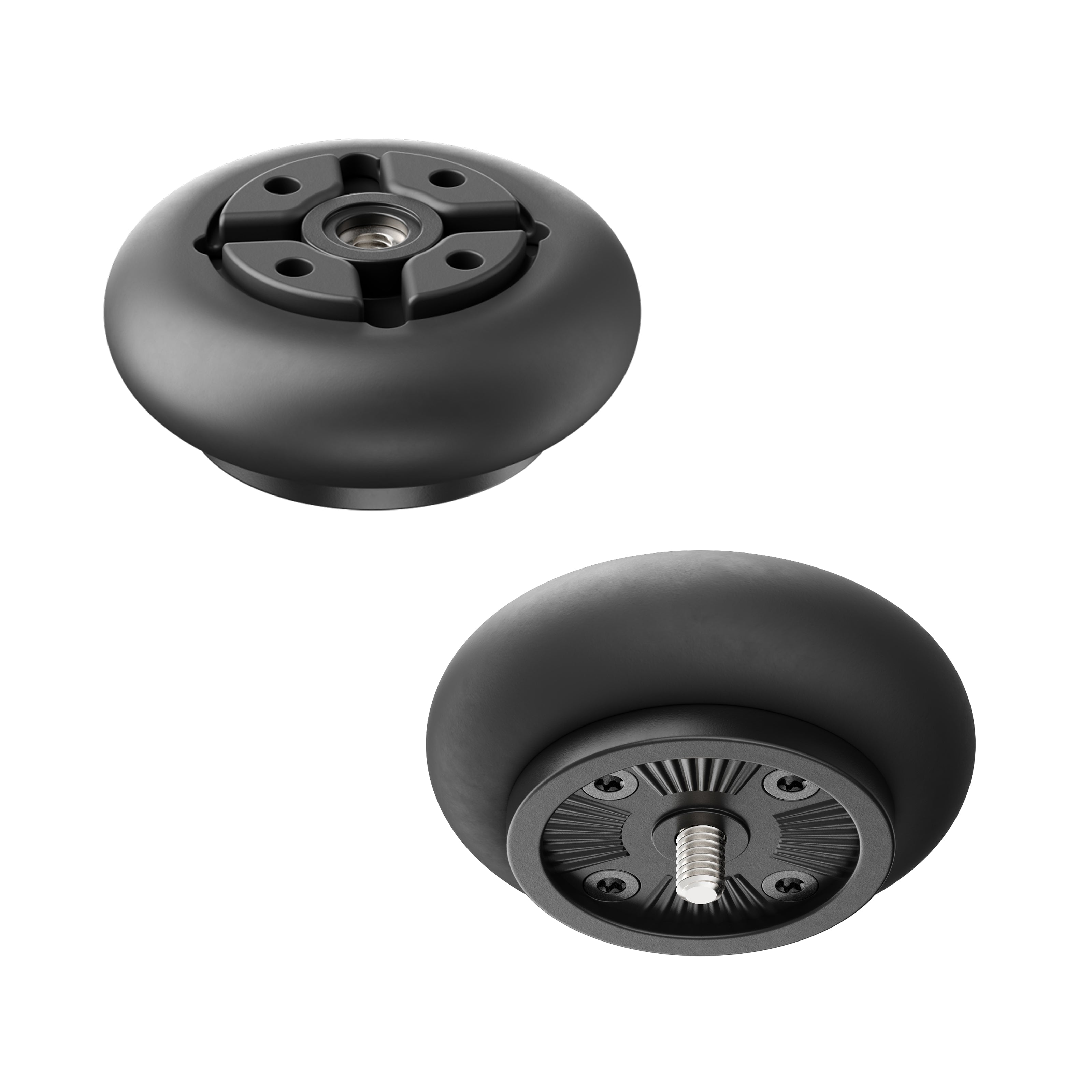 Anti-vibration module for motorcycle phone mount, inserted between the handlebar mount and the fixing to protect the OIS camera over long distances