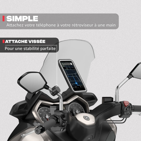 Support téléphone rétroviseur de scooter et moto