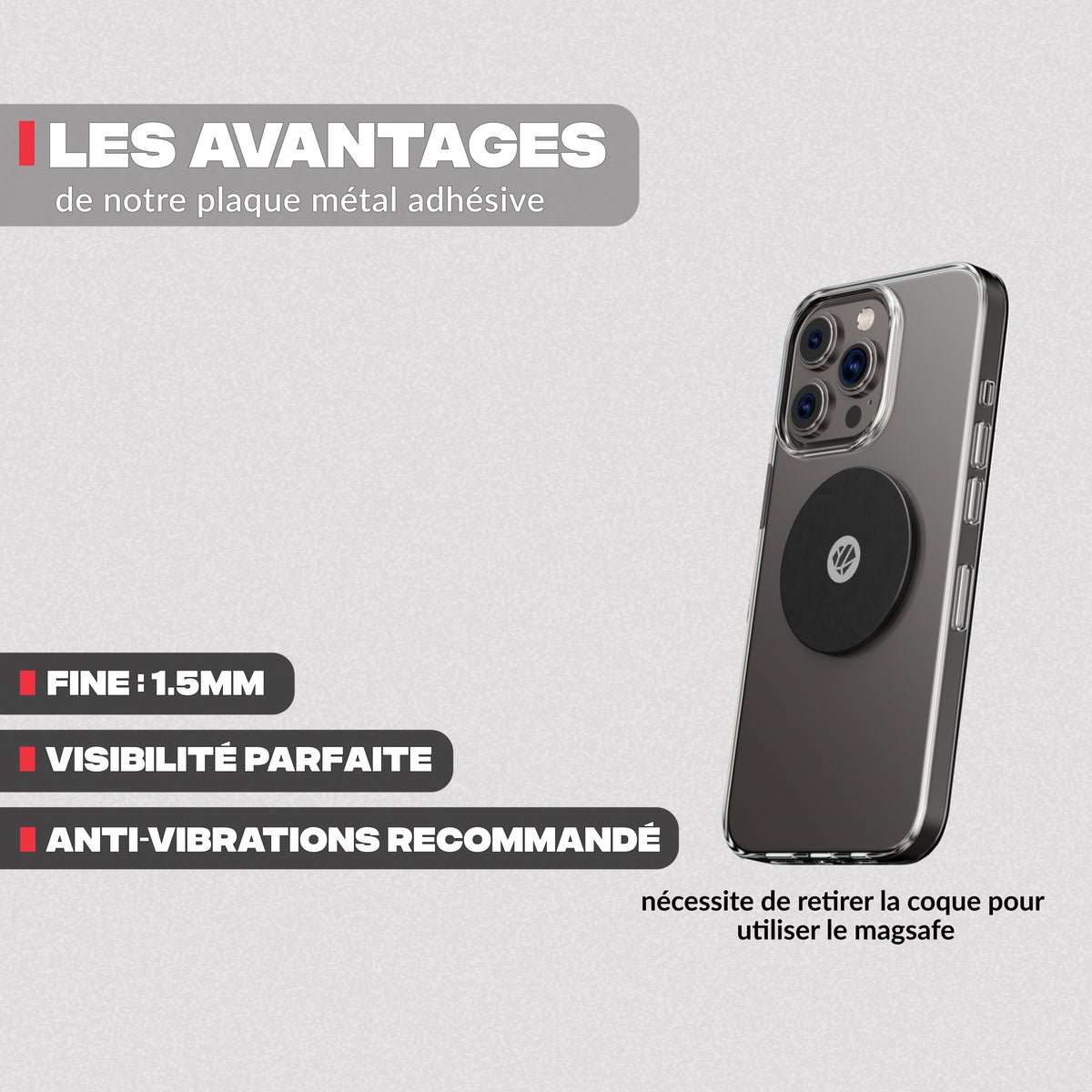 Avantages de la plaque métal – Support téléphone moto PRO BOOST Shapeheart