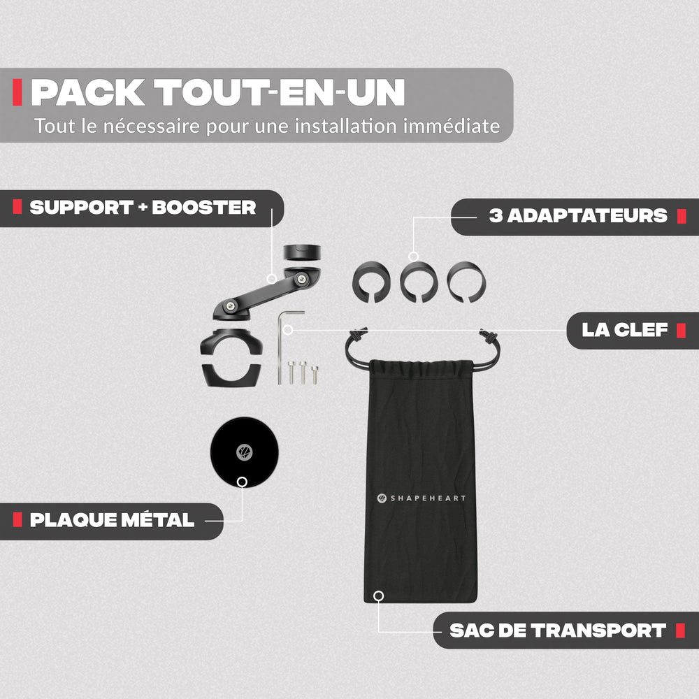 Contenu du pack – Support téléphone moto PRO BOOST Shapeheart