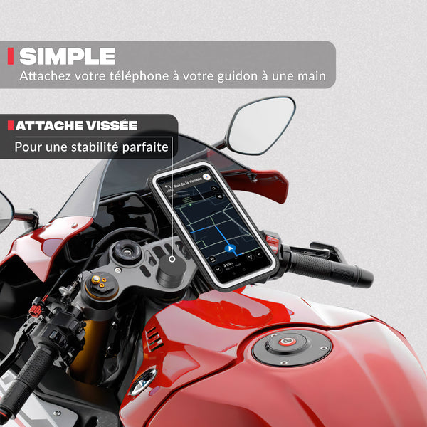 Support téléphone pour demi-guidon de moto