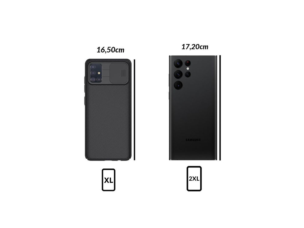 Guide des tailles de pochette magnétique Shapeheart, brassard compatible avec smartphones de différentes dimensions.